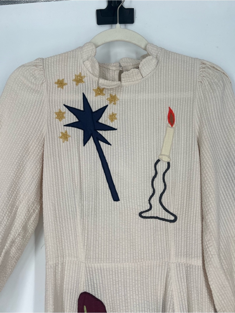 Stella Nova Ivory Novelty Appliqué Midi Dress with Candle & Boots Motif XXS - Picture 5 of 13